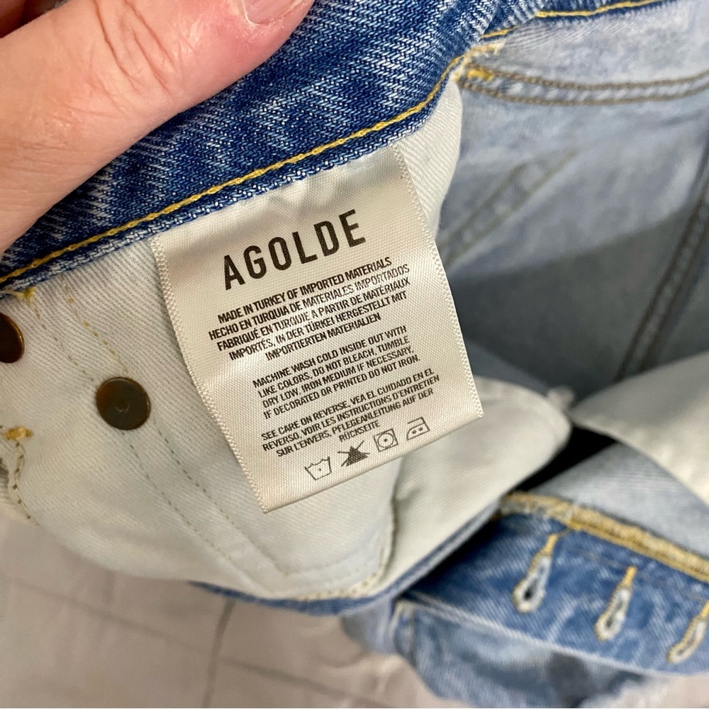 AGOLDE Parker Vintage Button Fly Cutoff Raw Hem Denim Shorts Women’s Size 25 - Picture 5 of 10